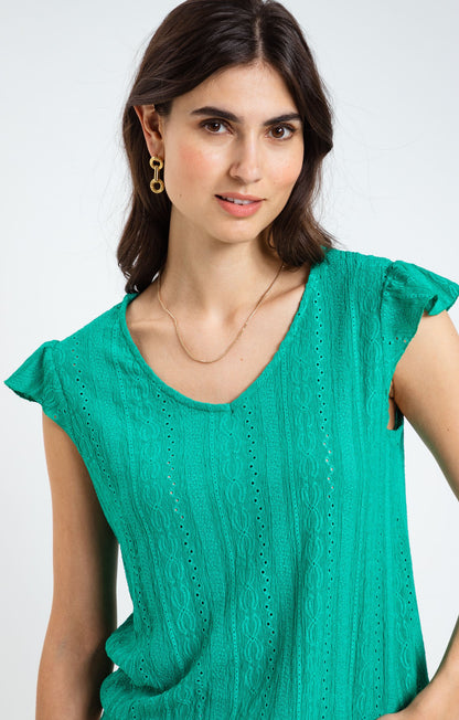  Tee-shirt Dentelle Macramé Bas élastiqué