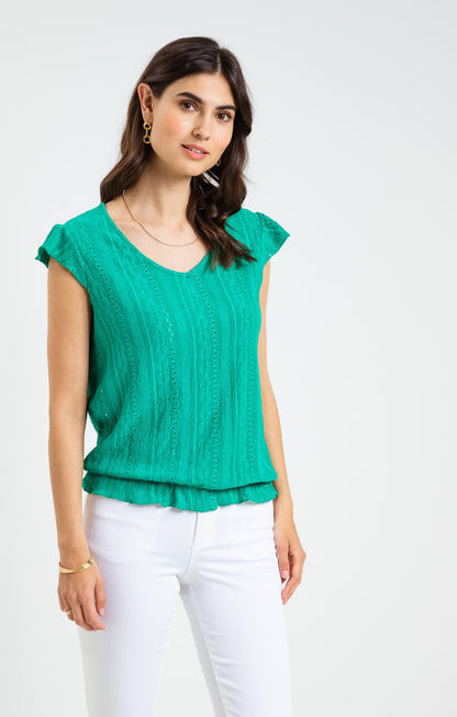  Tee-shirt Dentelle Macramé Bas élastiqué
