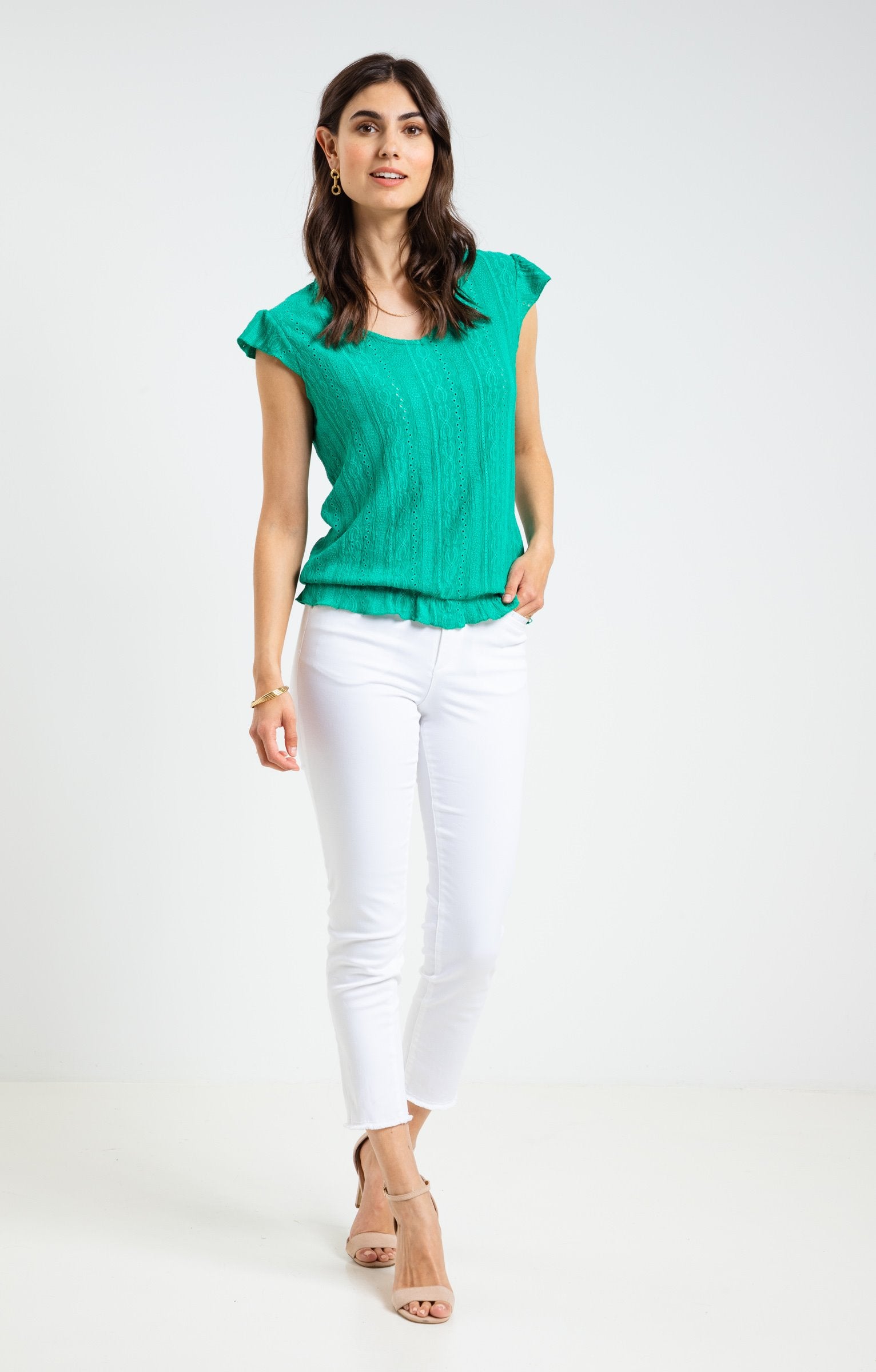  Tee-shirt Dentelle Macramé Bas élastiqué