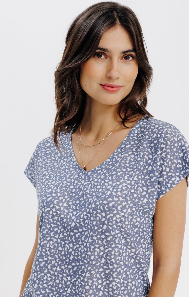  Tee-shirt Imprimé Manches Courtes Col V