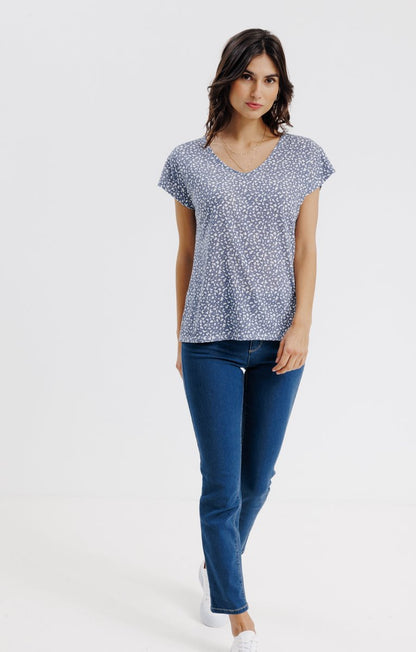  Tee-shirt Imprimé Manches Courtes Col V