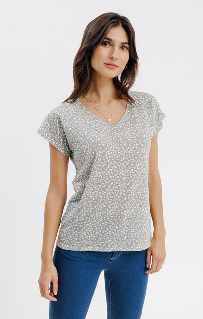  Tee-shirt Imprimé Manches Courtes Col V