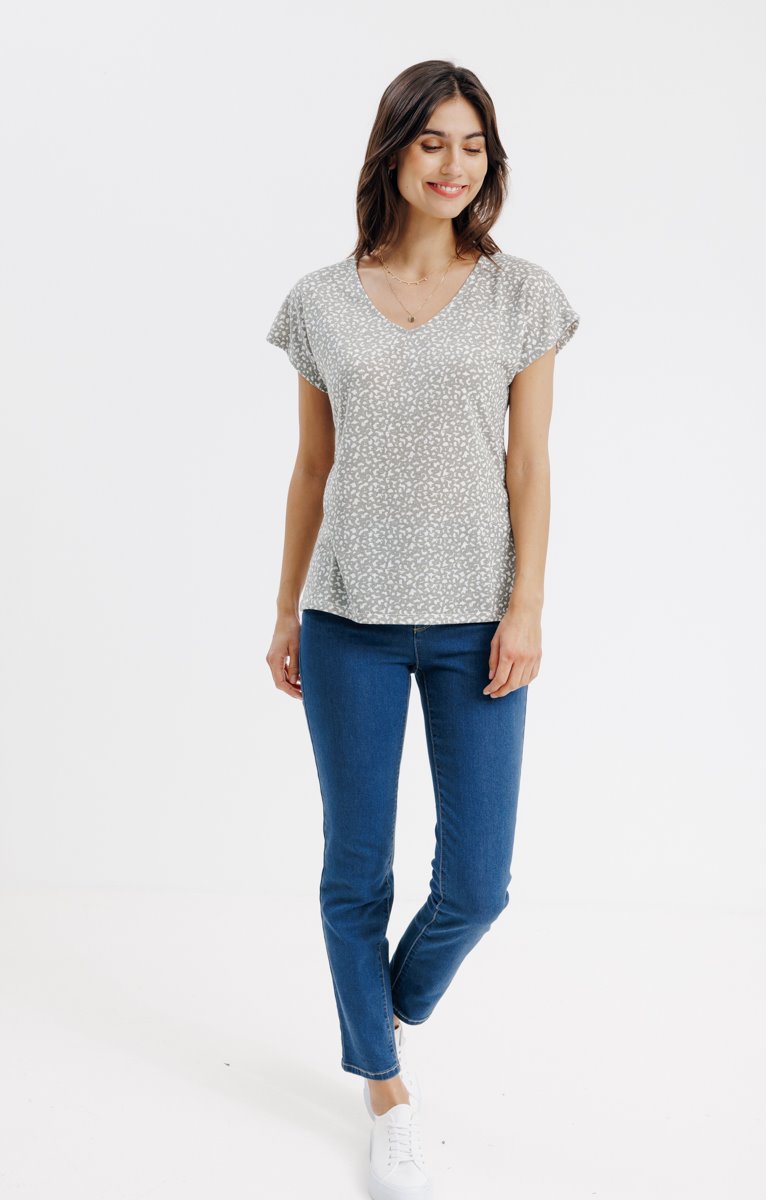  Tee-shirt Imprimé Manches Courtes Col V