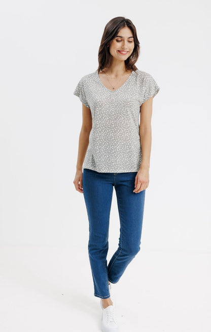  Tee-shirt Imprimé Manches Courtes Col V