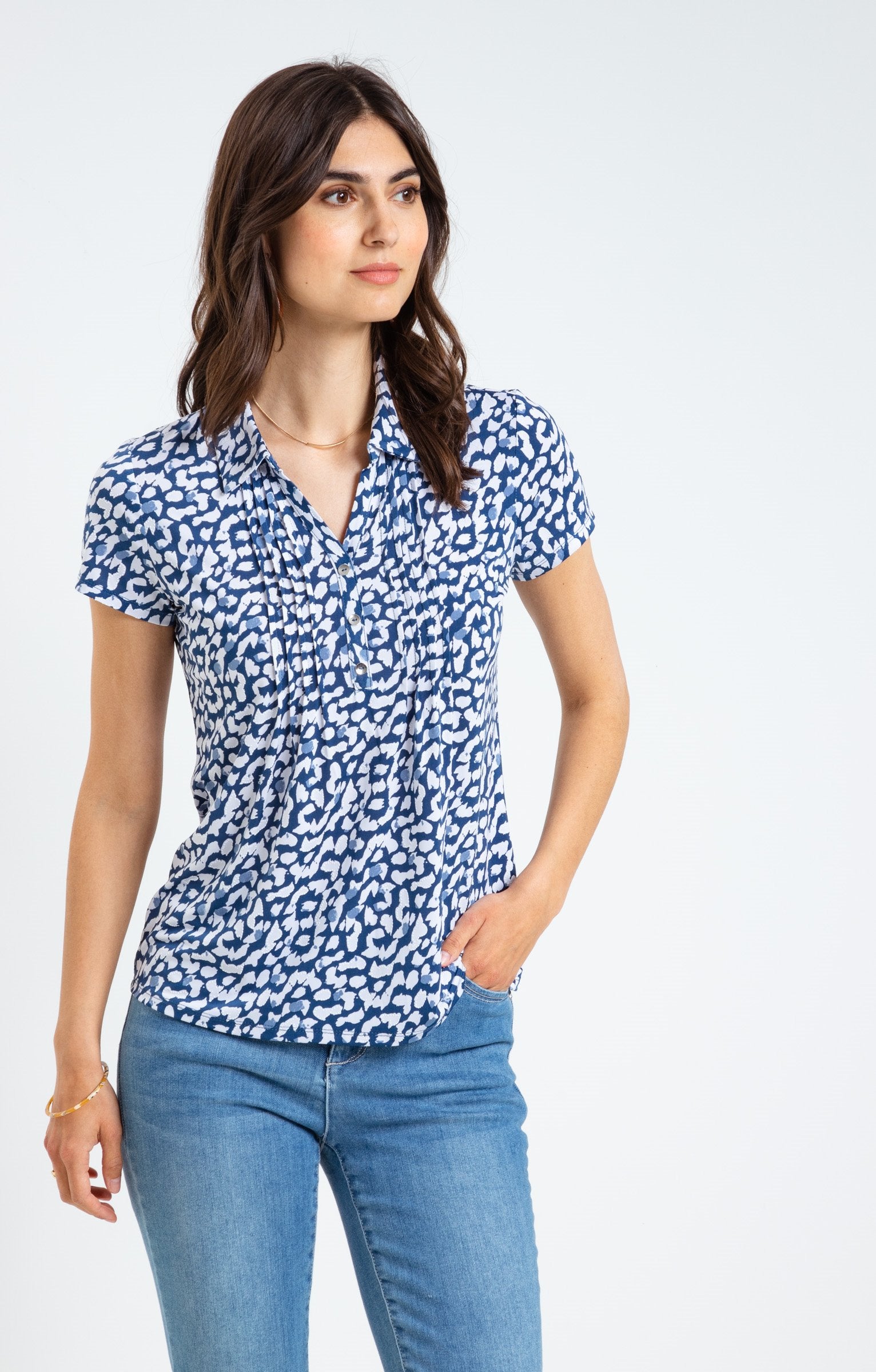  Tee-shirt Plissé Manches Courtes