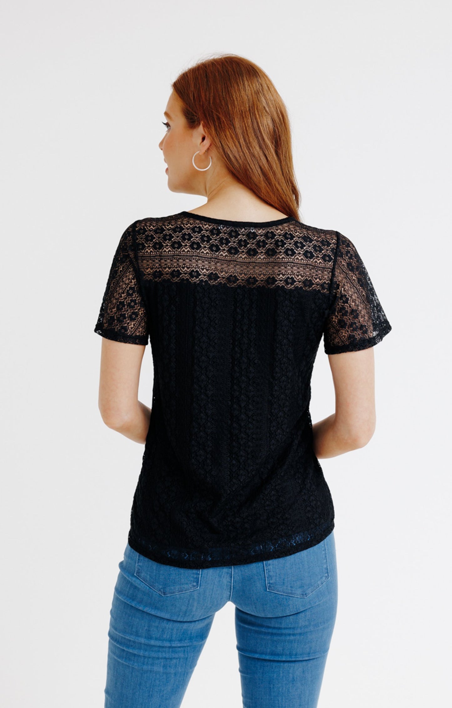  TEE-SHIRT UNI DENTELLE MANCHES COURTES