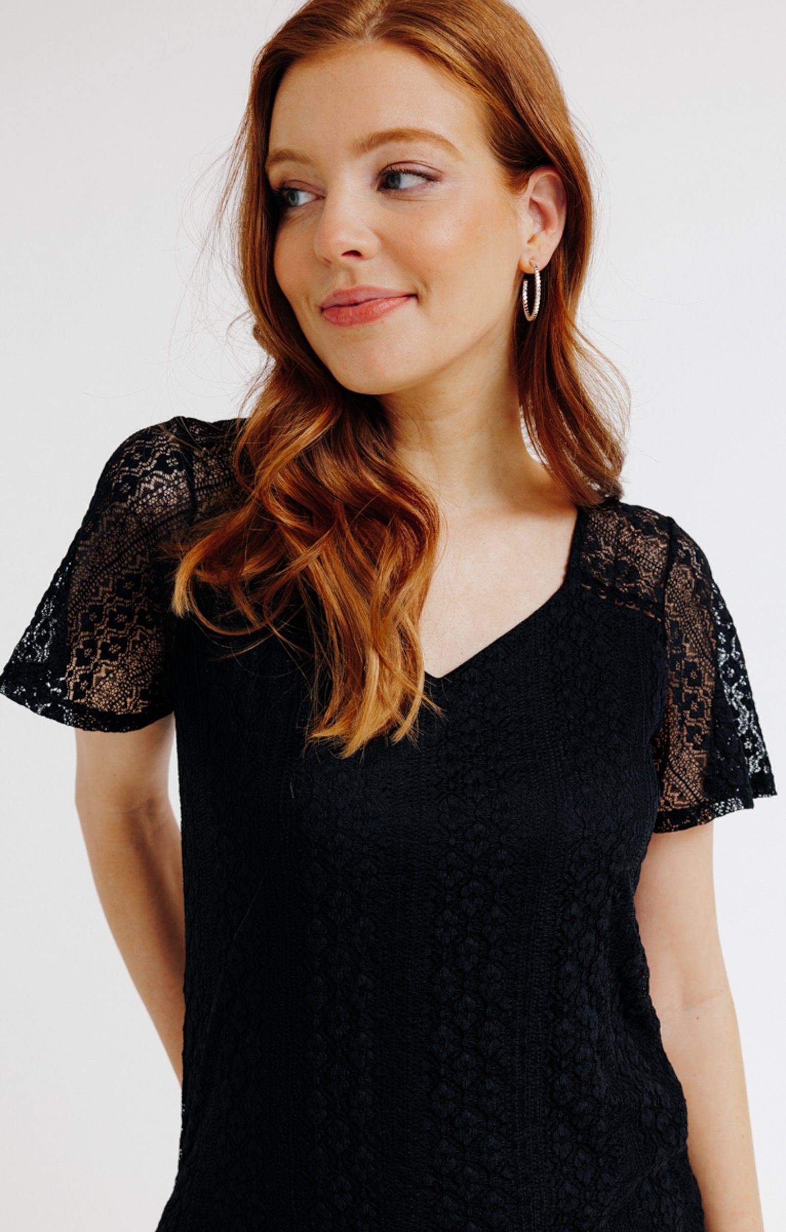  TEE-SHIRT UNI DENTELLE MANCHES COURTES