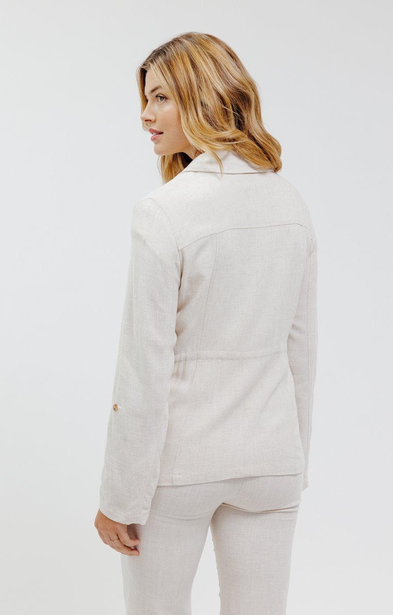  Veste Saharienne Fluide En Mélange Lin