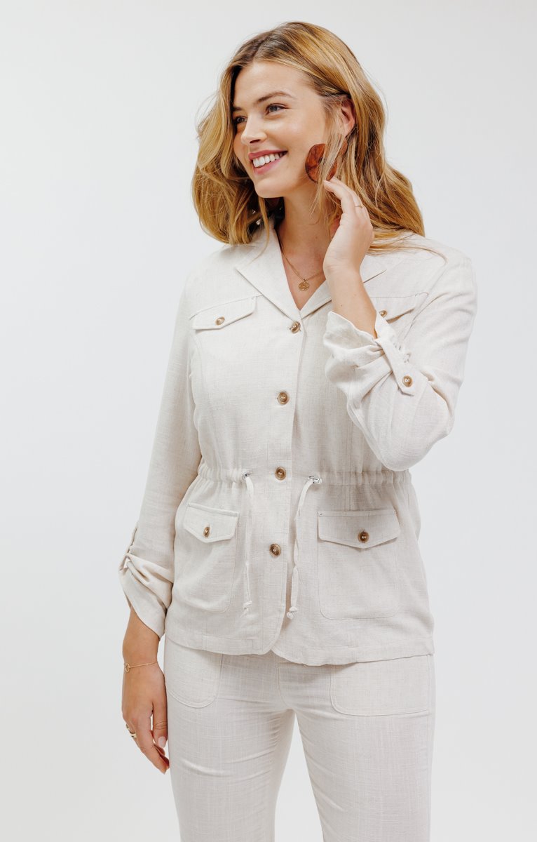  Veste Saharienne Fluide En Mélange Lin
