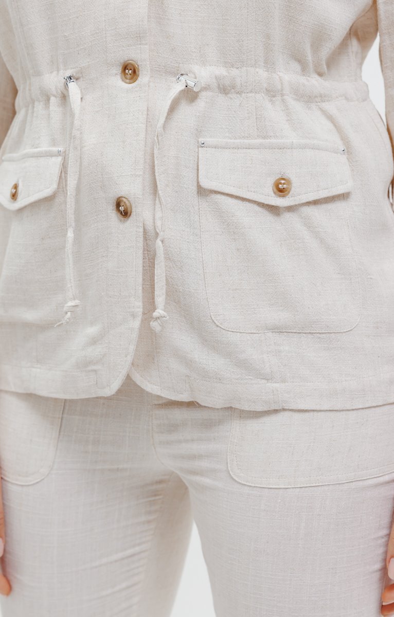  Veste Saharienne Fluide En Mélange Lin