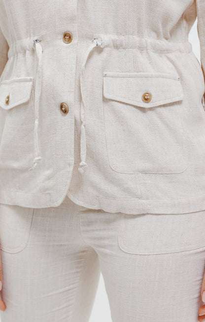  Veste Saharienne Fluide En Mélange Lin