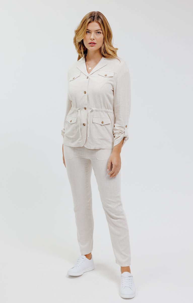  Veste Saharienne Fluide En Mélange Lin